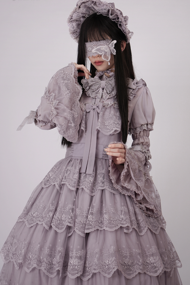 Flower Banquet Princess Sleeve Shirt + Ruffle Lolita Dress