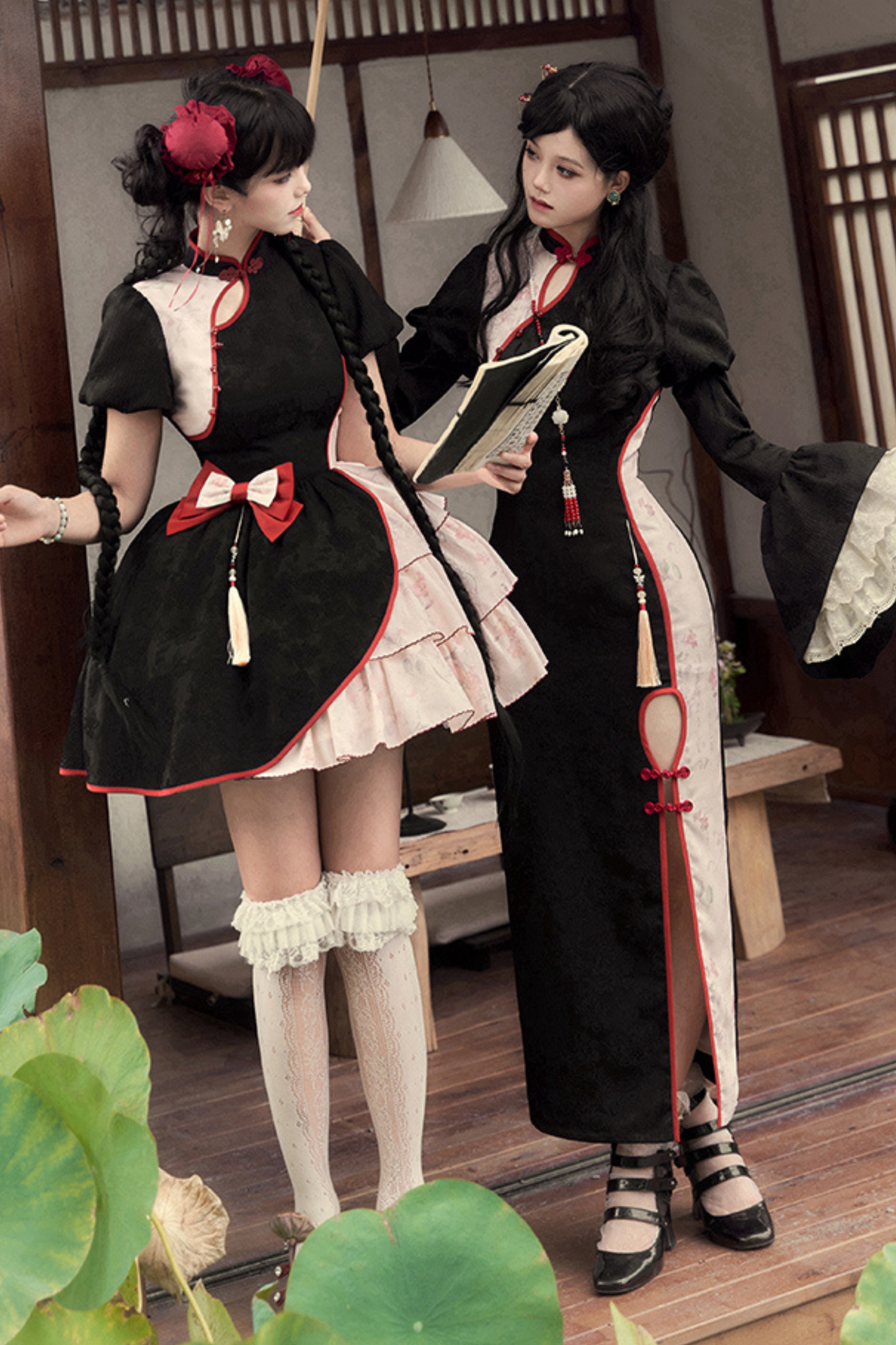 Retro Chinese-style Dress + Sleeves + Shawl + Accessories + Hairpin