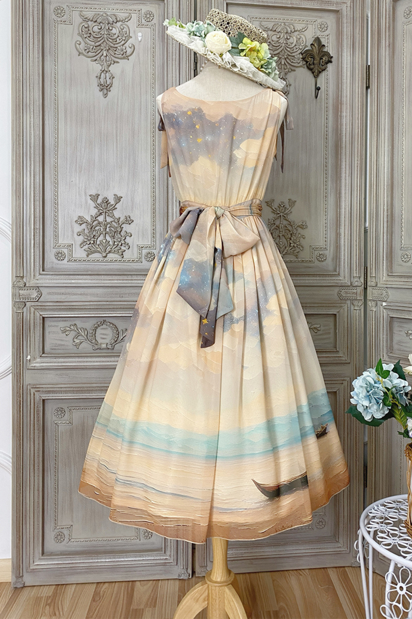Marble Resort Chiffon Print Dress
