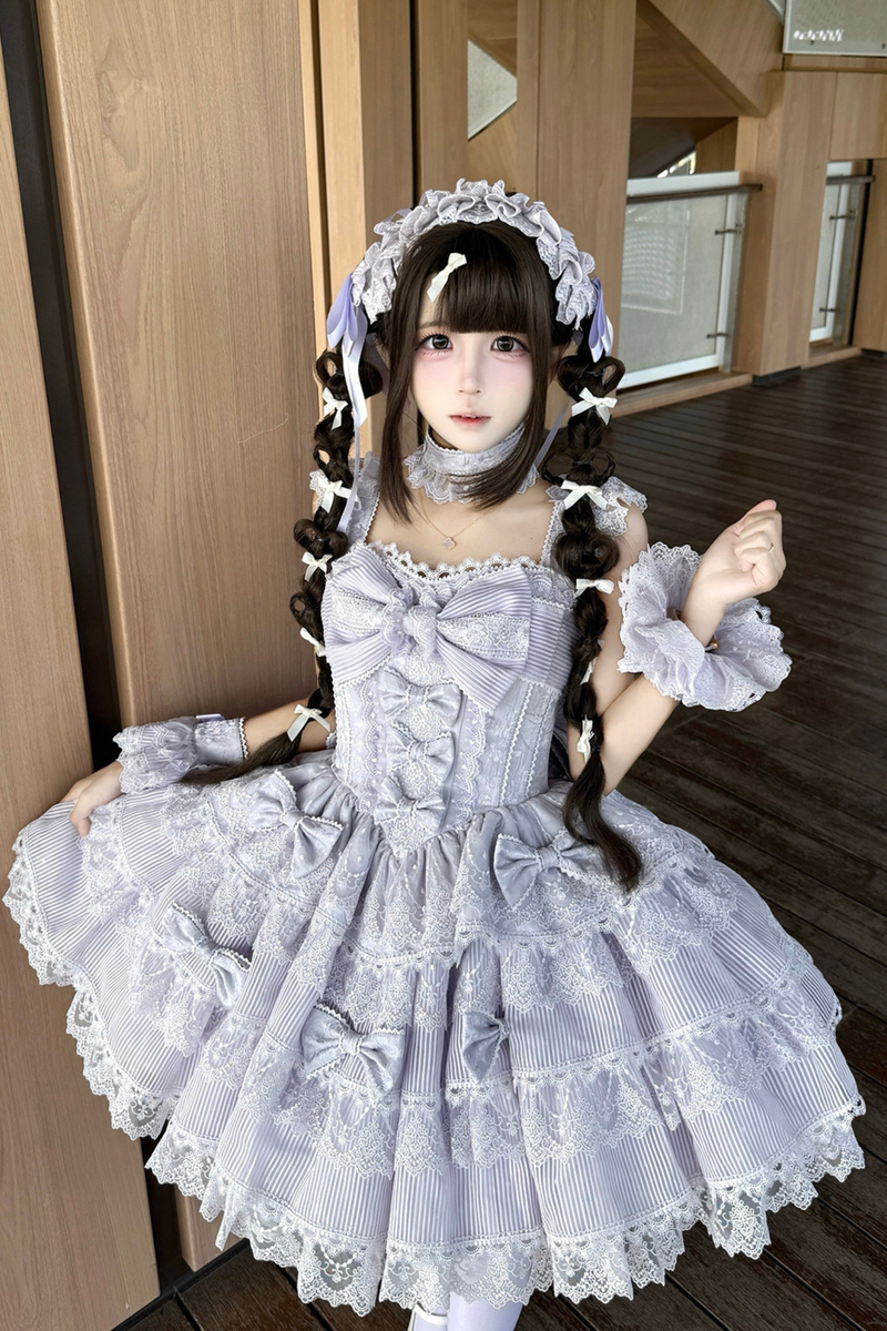 [pre-order] Princess Ballet Tiered Lolita Dress + Headband + Necklace + Sleeves + Tail