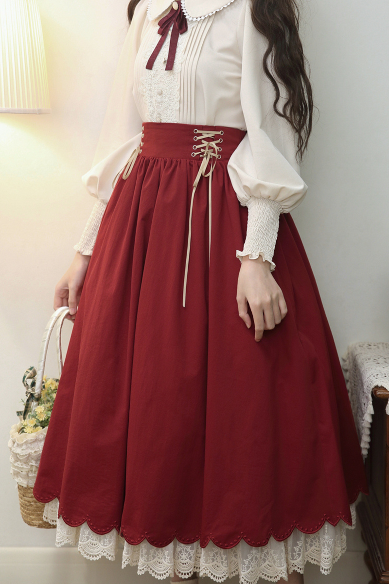 [pre-order] Retro Sweet College Shirt + High Waist Flare Skirt
