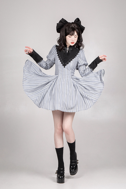 [pre-order] Stripe Lolita Dress + Apron + Necklace + Ribbon