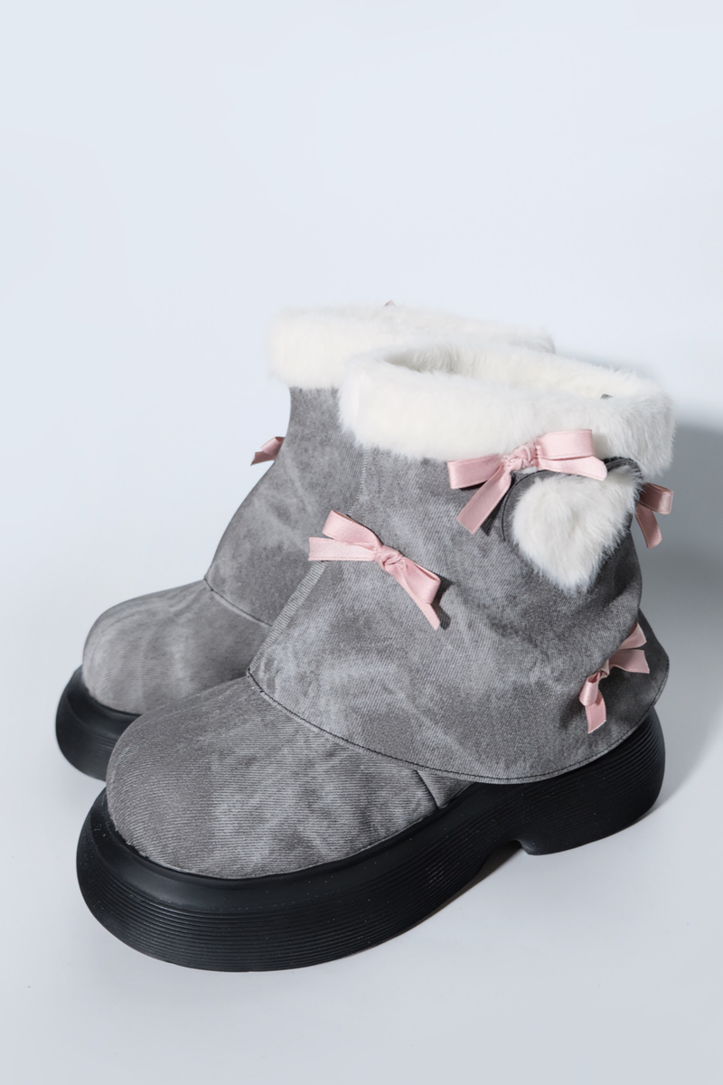 Velvet Ribbon Heart Short Boots