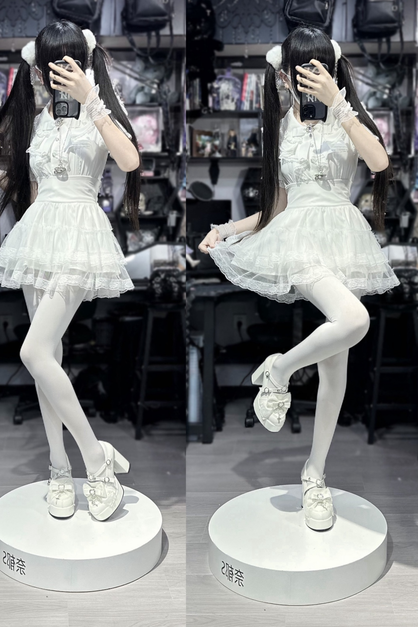Stone Heart Ribbon Platform Shoes
