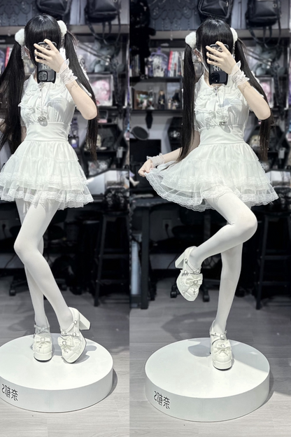 Stone Heart Ribbon Platform Shoes