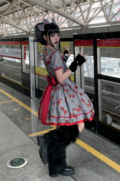 Retro Antique Cherry Sweet Lolita Dress + Jumper Skirt