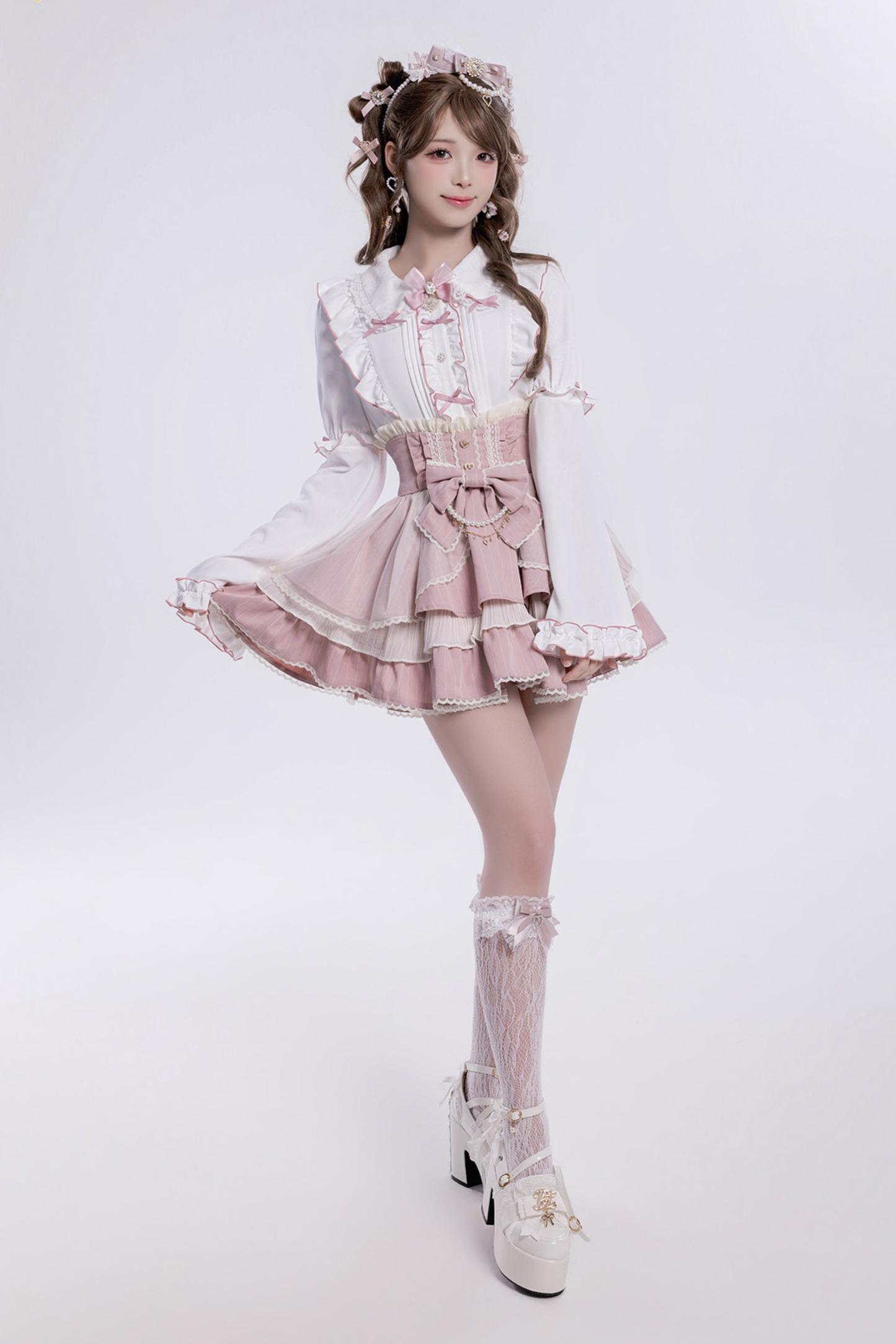 Sweet Ruffled Puff Long Sleeve Blouse