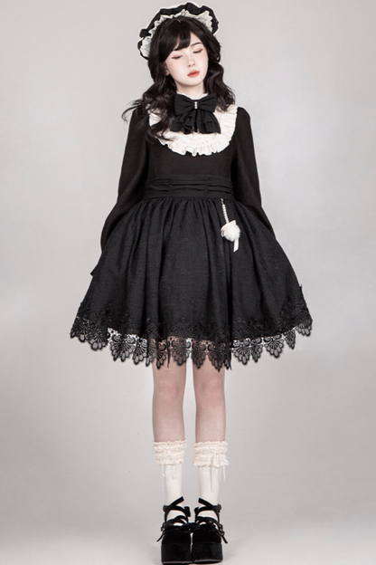 [pre-order] Dark Doll Lolita Dress + Apron + Ribbon + Headband