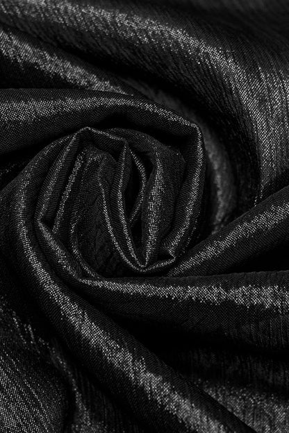 Black Stand Collar Jacquard Ruffle Gothic Blouse