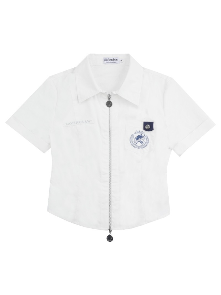 V-neck College Suspender Skirt + Accent Short Shirt
