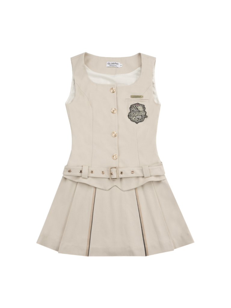 V-neck College Suspender Skirt + Accent Short Shirt