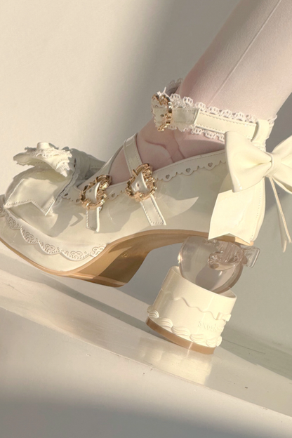 Ribbon Lace Lolita Crystal Heels