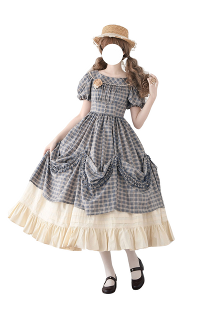 Forest Ward Retro Plaid Lolita Dress + Petticoat