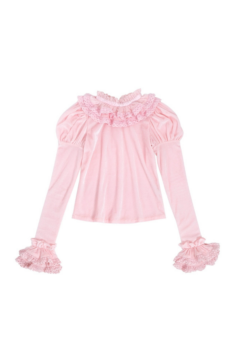 Sweetheart Lolita Suspender Skirt + Ruffle Neck Blouse + Petticoat