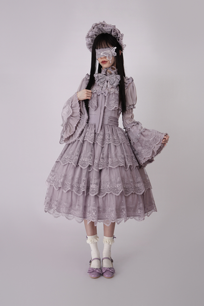 Flower Banquet Princess Sleeve Shirt + Ruffle Lolita Dress