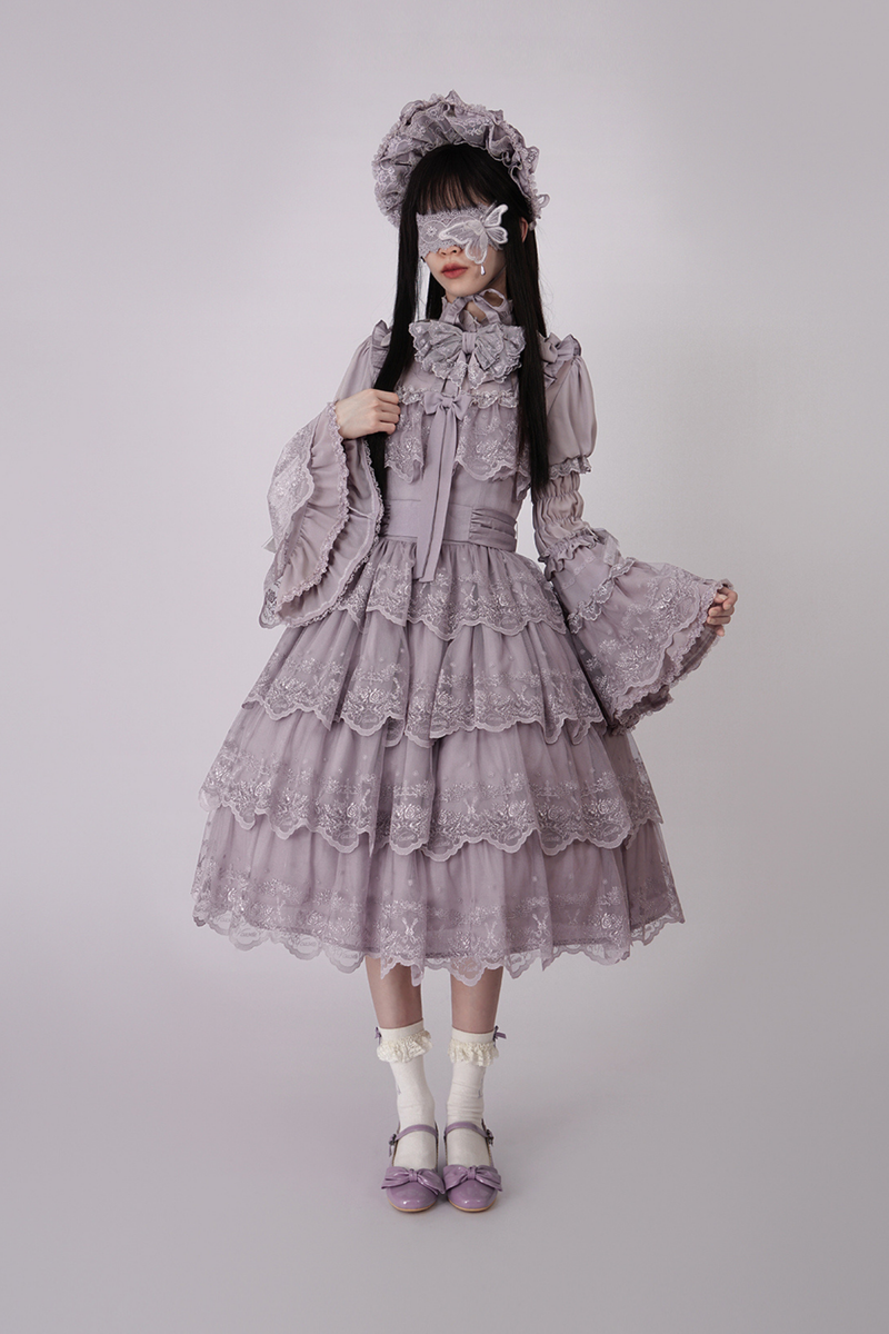 Flower Banquet Princess Sleeve Shirt + Ruffle Lolita Dress