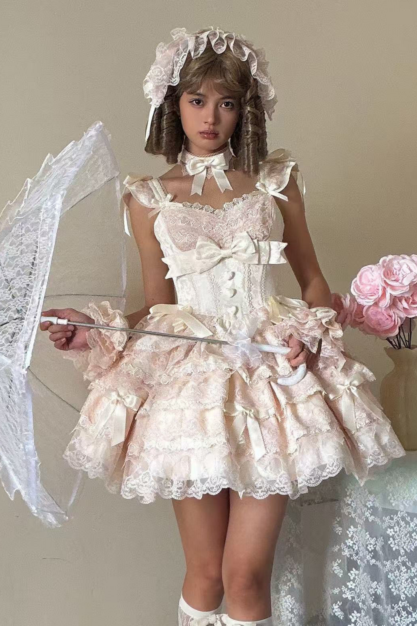 [pre-order] Princess Ballet Tiered Lolita Dress + Headband + Necklace + Sleeves + Tail