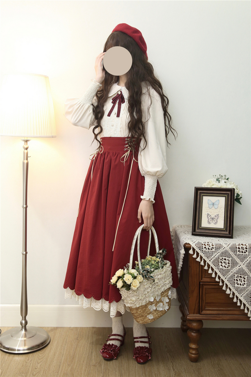 [pre-order] Retro Sweet College Shirt + High Waist Flare Skirt