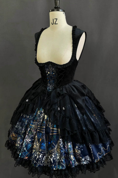 Gothic Lolita Jumper Skirt + Dark Top + Girdle