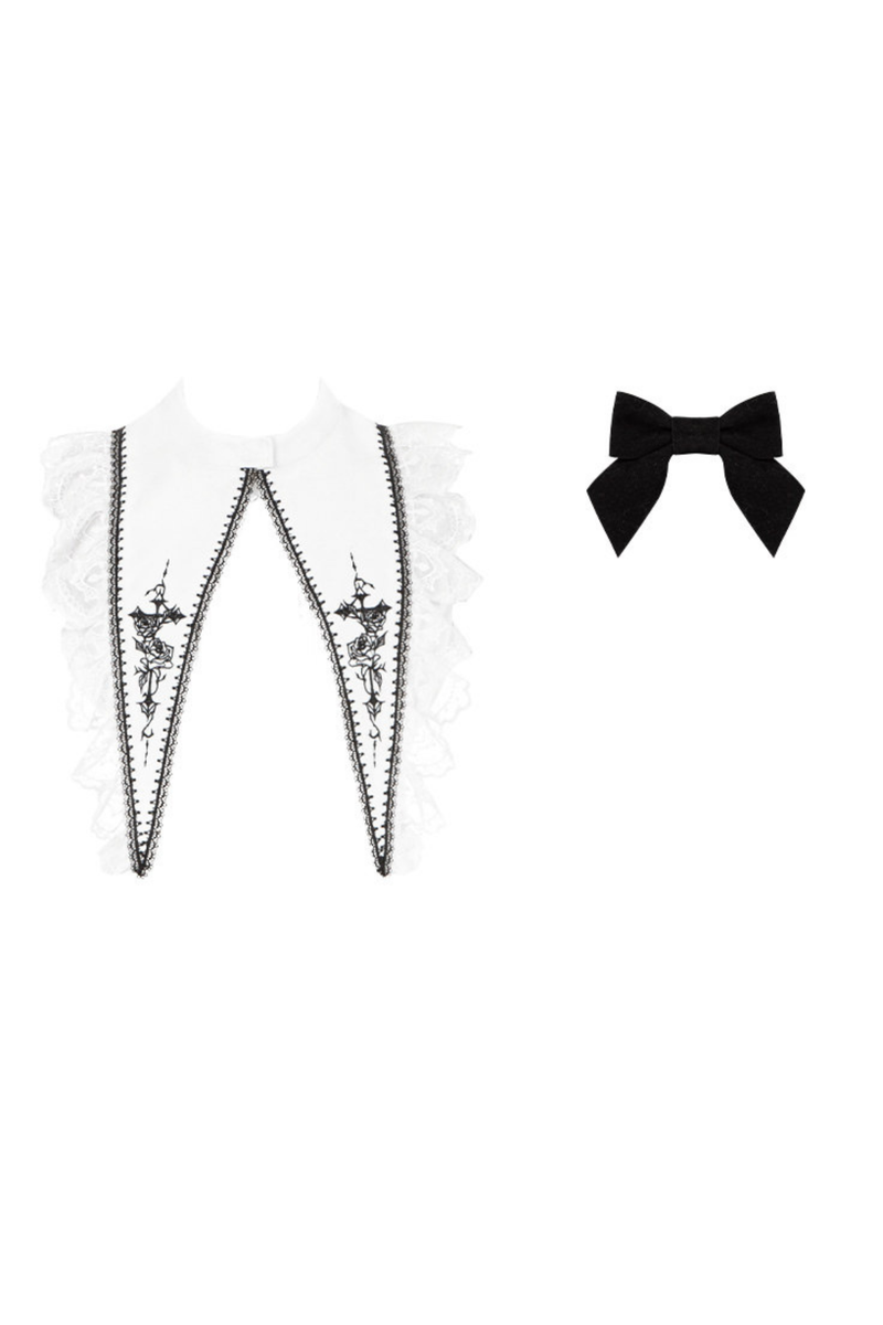 Gothic Doll Multi-tiered Dress + Belt + Fake Collar + Hairband