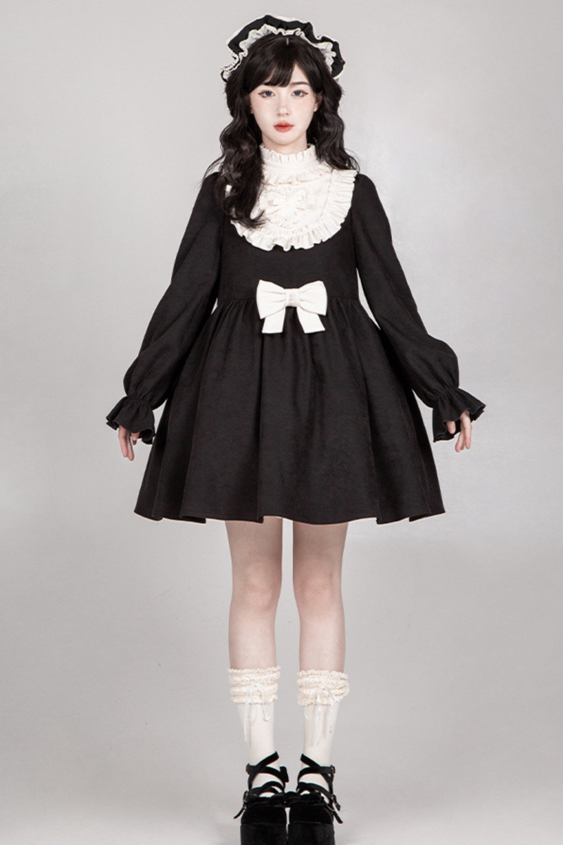 [pre-order] Dark Doll Lolita Dress + Apron + Ribbon + Headband