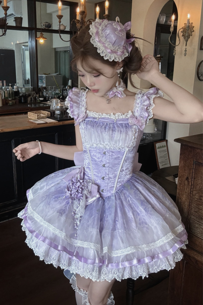 [pre-order] Ballet Style Dress + Hat + Headband + Ribbon Tail