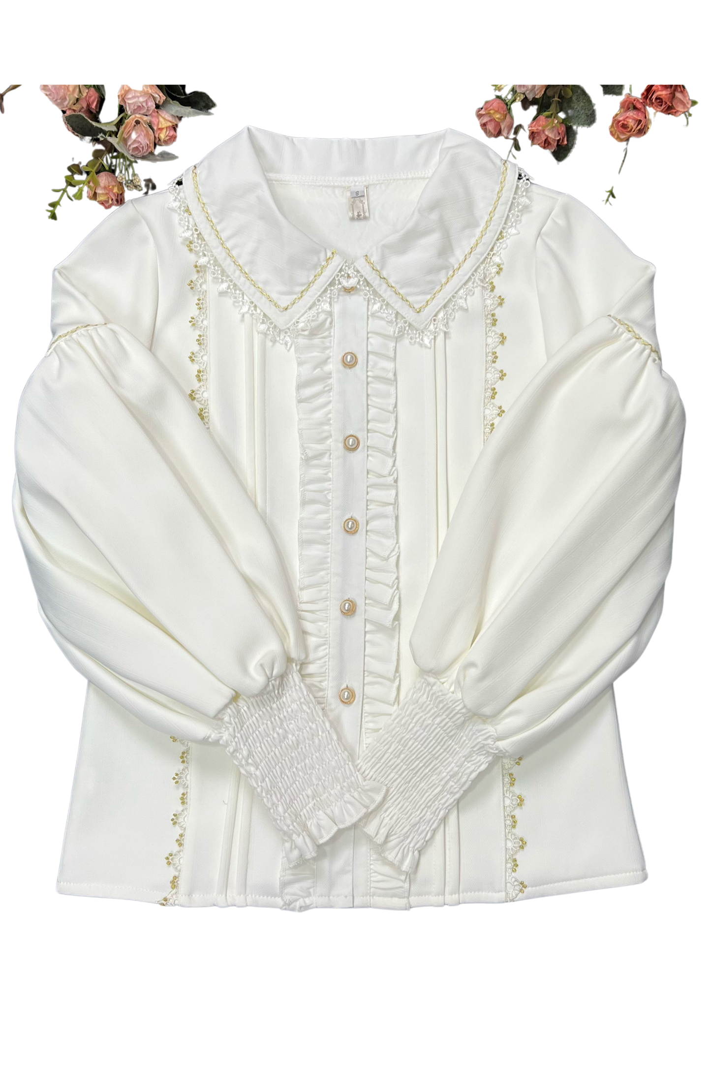 Retro Lolita Shirt + Lace-up High-waist Lolita Skirt