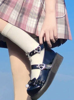 Nya Kokoro Lolita Retro Soft Girl Round Toe Shoes