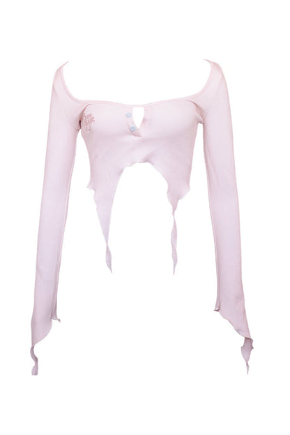 Candy Sweet Doll Print Suspender + Pink Knit Cardigan + Blue Hip Skirt