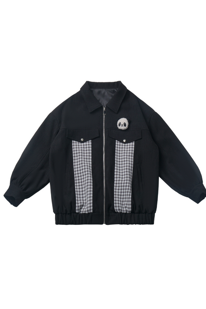 Striped Fleece Jacket Pocket Trouser Set