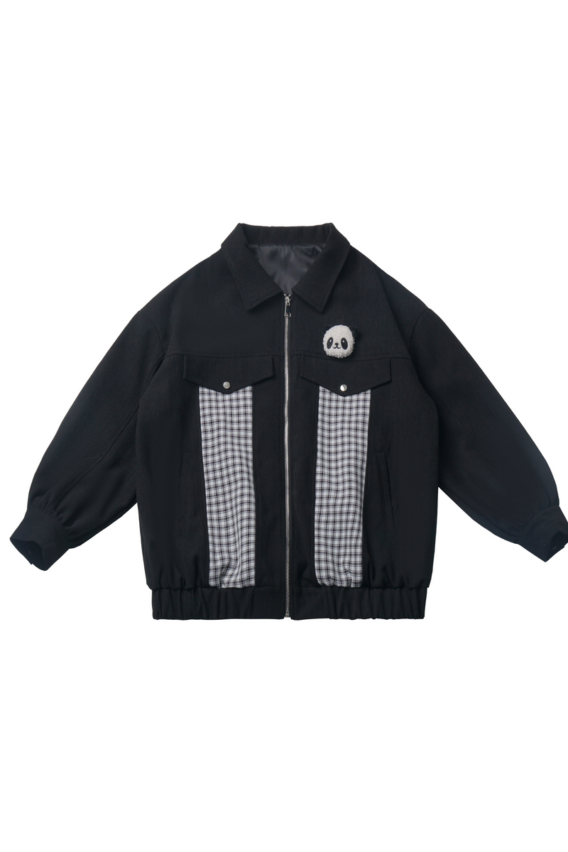 Striped Fleece Jacket Pocket Trouser Set