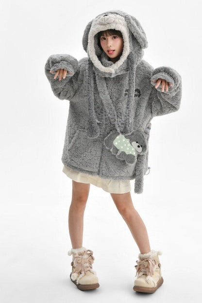 Puppy Design Sweatshirt + Gray Bag