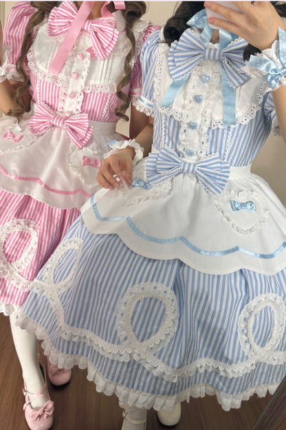 [pre-order] Retro Doll-like Lolita Dress + Hair Band + Clip + Bonnet + Hat