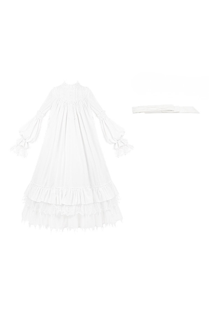 Gothic Doll Multi-tiered Dress + Belt + Fake Collar + Hairband