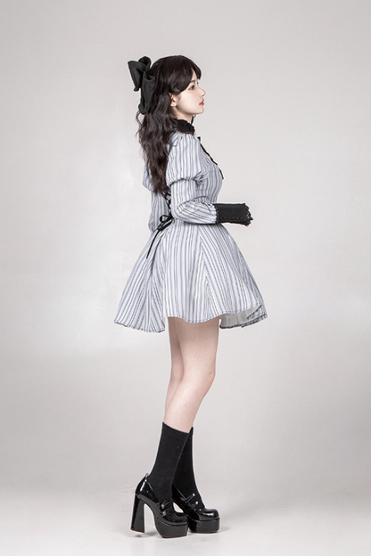[pre-order] Stripe Lolita Dress + Apron + Necklace + Ribbon