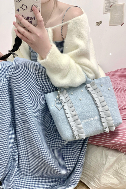 Sweetheart Pearl Ruffle Bag
