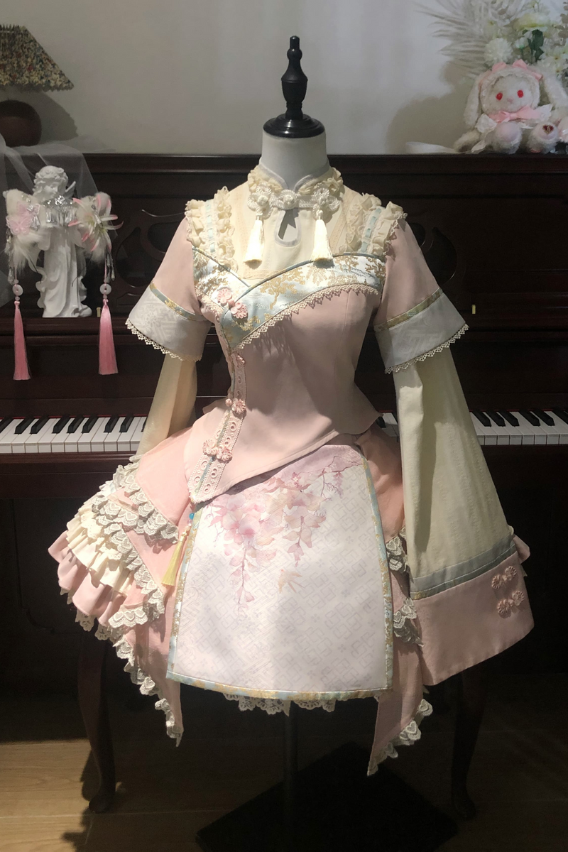 Chinese-style Girl Lolita Tops+skirt+headband+clip