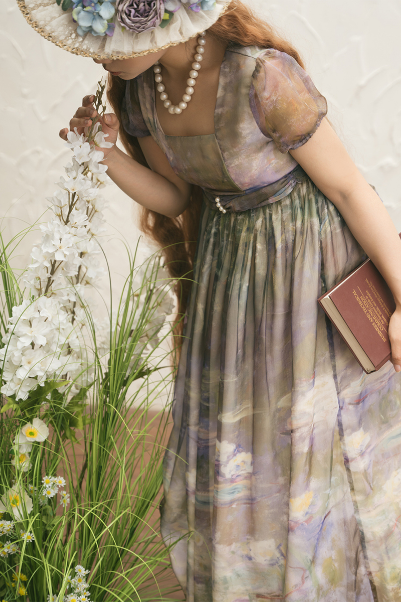 Marble Art High Waist Mark Lolita Dress
