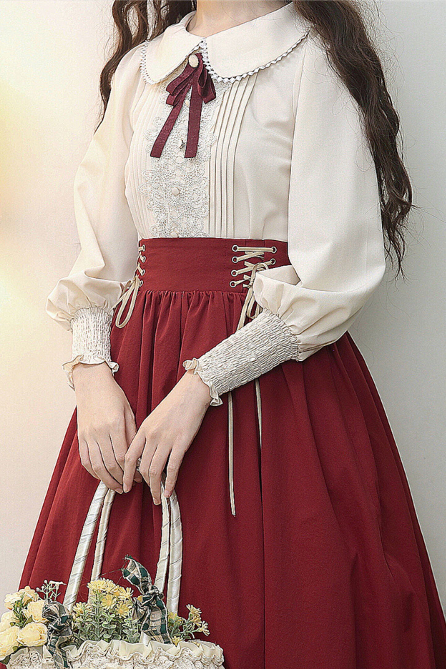 [pre-order] Retro Sweet College Shirt + High Waist Flare Skirt