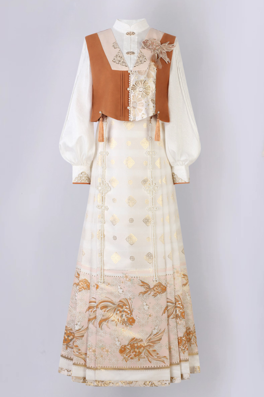 Goldfish Retro Chinese-style Girly Vest + Top + Skirt