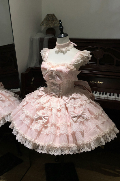 [pre-order] Princess Ballet Tiered Lolita Dress + Headband + Necklace + Sleeves + Tail