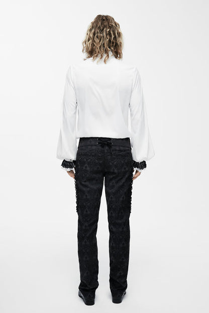 White Chiffon Chest Embroidery Lace Sleeves Gothic Blouse