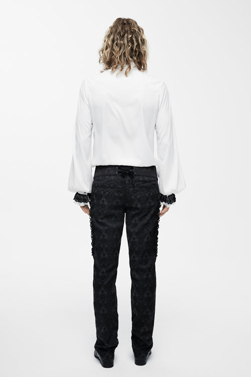 White Chiffon Chest Embroidery Lace Sleeves Gothic Blouse