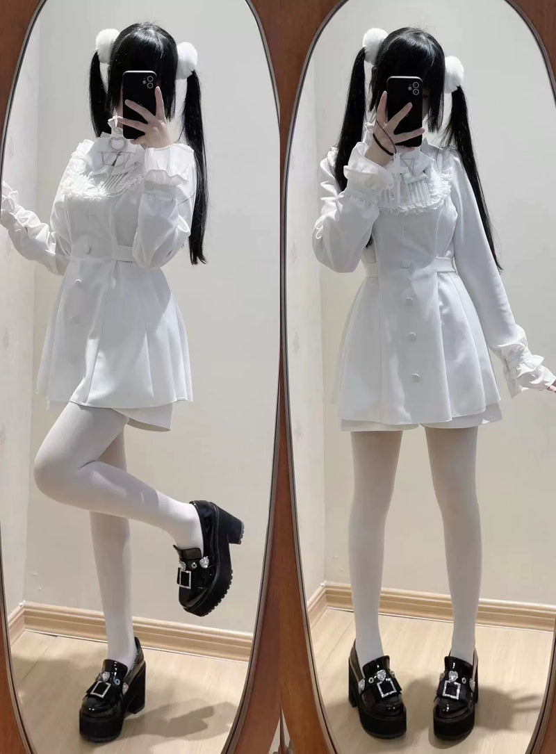 Ribbon Lace Cross Embroidery Waist Mark Dress Suit