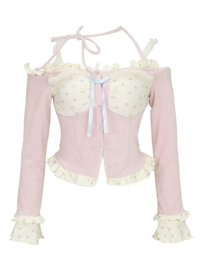 Little Girly Flower High-neck Down + Flower Top + Ruffle Skirt