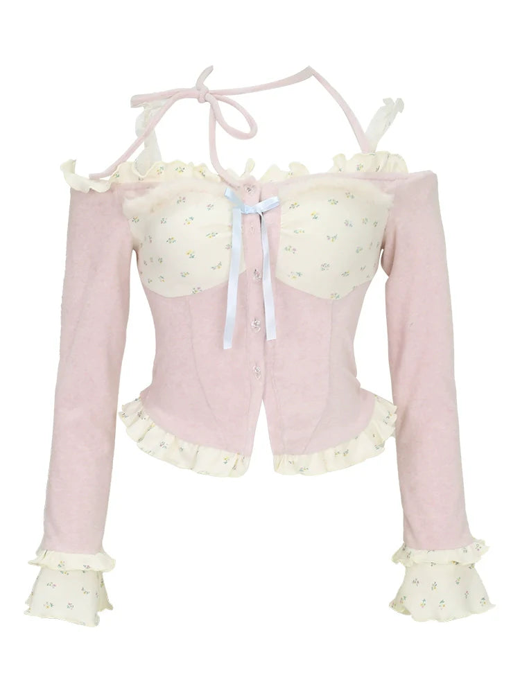 Little Girly Flower High-neck Down + Flower Top + Ruffle Skirt