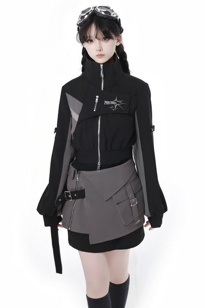 Black Cargo Anti-wrinkle Jacket Set