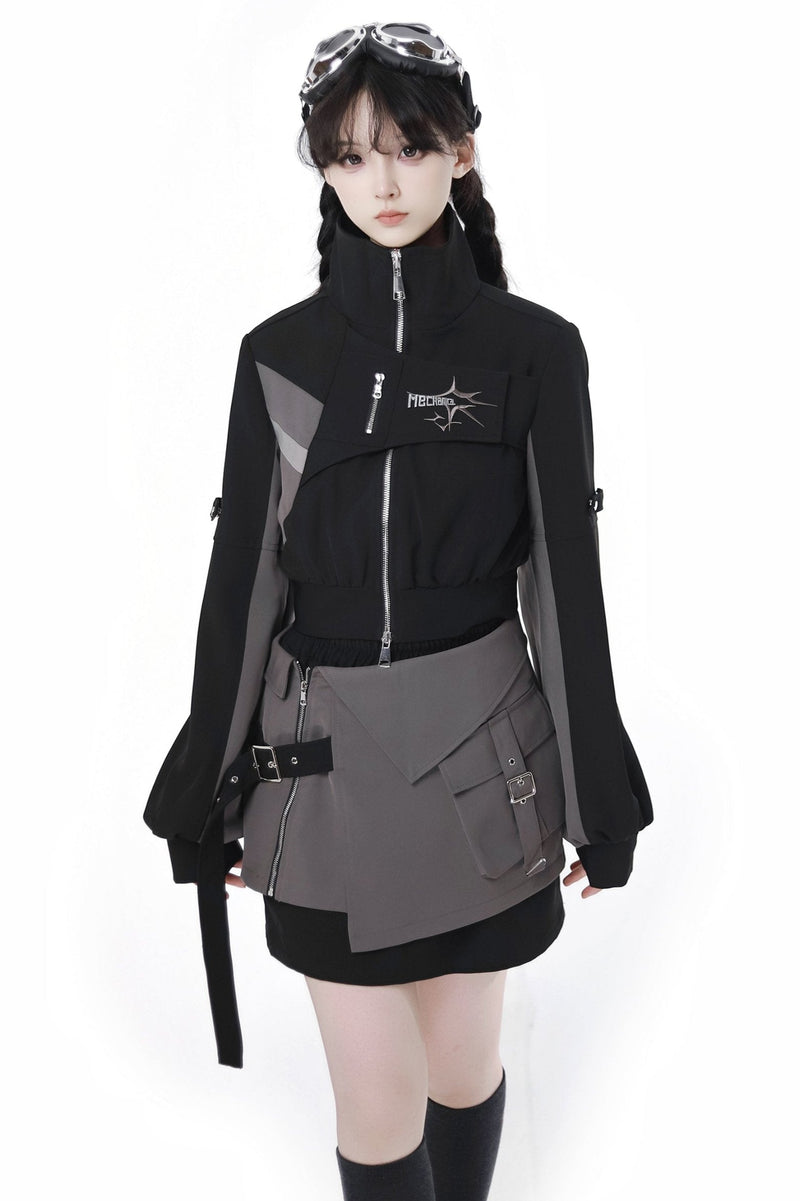 Black Cargo Anti-wrinkle Jacket Set