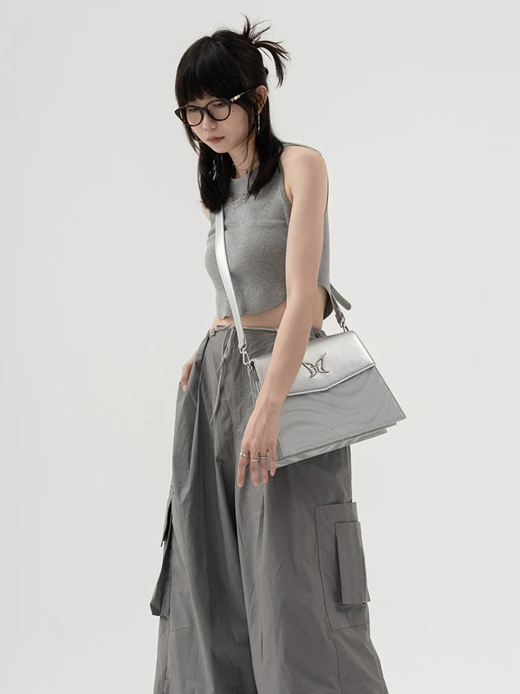 Silver Butterfly Big Shoulder Bag