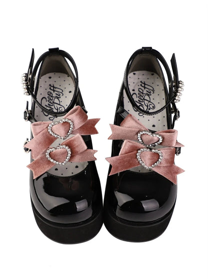 Sweet Ribbon Three-ball Platform Shoes
